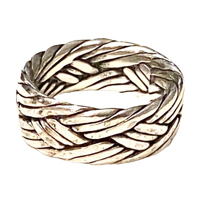 Sterling Silver Ring Woven Pattern Mexico 925